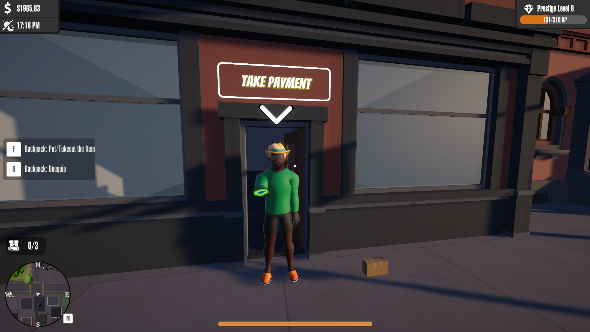 Arriving to collect a cash-on-delivery payment, the box set down at the door.