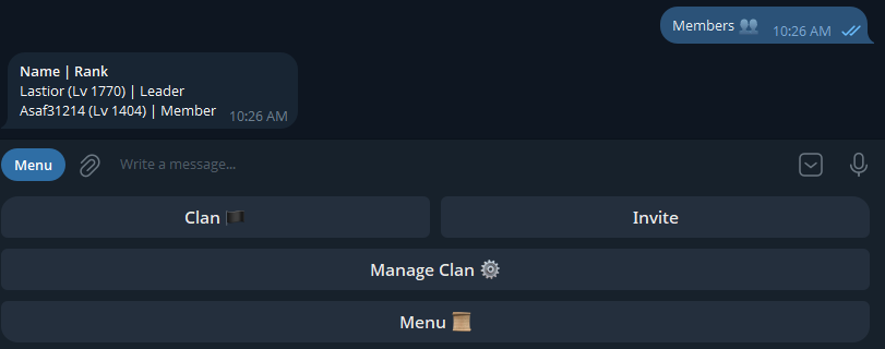 Idle Town: Clan members list